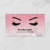 Glam pink Glitzer ombre Marble Eyelash Browbar Visitenkarte (Vorderseite)