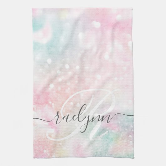 Glam Pink Glitzer Pastel Girly Pattern Geschirrtuch (Vertikal)