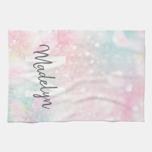 Glam Pink Glitzer Pastel Girly Pattern Geschirrtuch (Horizontal)