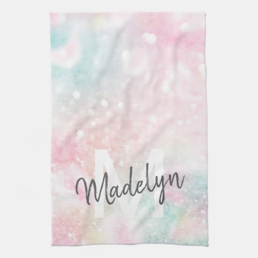 Glam Pink Glitzer Pastel Girly Pattern Geschirrtuch (Vertikal)