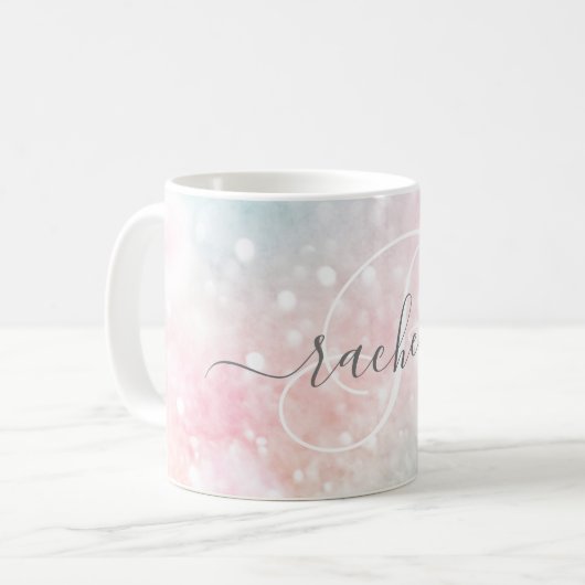Glam Pink Glitzer Pastel Girly Pattern Kaffeetasse (Vorderseite Links)
