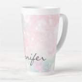 Glam Pink Glitzer Pastel Girly Pattern Milchtasse (Rechte Ecke)
