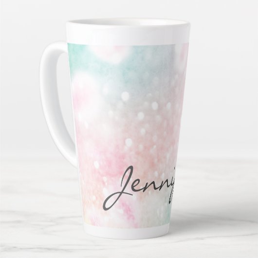 Glam Pink Glitzer Pastel Girly Pattern Milchtasse (Linke Ecke)