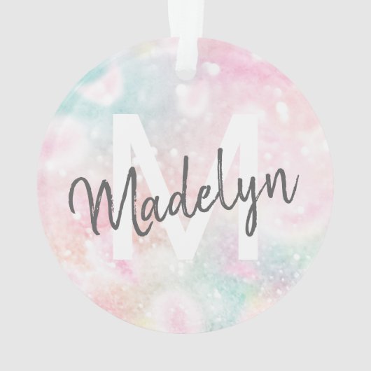 Glam Pink Glitzer Pastel Girly Pattern Ornament (Rückseite)