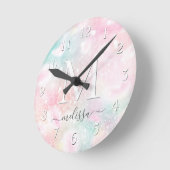 Glam Pink Glitzer Pastel Girly Pattern Runde Wanduhr (Winkel)