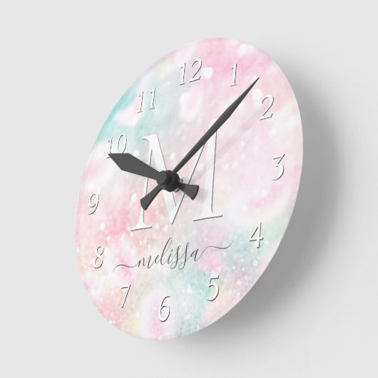 Glam Pink Glitzer Pastel Girly Pattern Runde Wanduhr (Winkel)