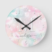 Glam Pink Glitzer Pastel Girly Pattern Runde Wanduhr (Vorderseite)