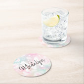 Glam Pink Glitzer Pastel Girly Pattern Runder Pappuntersetzer (Vor Ort)