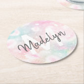 Glam Pink Glitzer Pastel Girly Pattern Runder Pappuntersetzer (Angewinkelt)