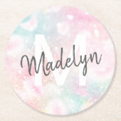 Glam Pink Glitzer Pastel Girly Pattern Runder Pappuntersetzer (Vorderseite)