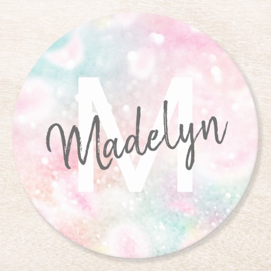 Glam Pink Glitzer Pastel Girly Pattern Runder Pappuntersetzer (Vorderseite)