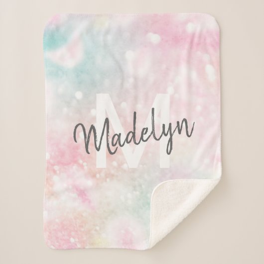 Glam Pink Glitzer Pastel Girly Pattern Sherpadecke (Vorderseite)