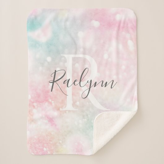 Glam Pink Glitzer Pastel Girly Pattern Sherpadecke (Vorderseite)
