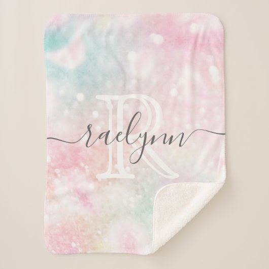 Glam Pink Glitzer Pastel Girly Pattern Sherpadecke (Vorderseite)