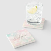 Glam Pink Glitzer Pastel Girly Pattern Steinuntersetzer (Seitenansicht)