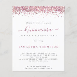 Glam Pink Glitzer Quinceañera Einladung