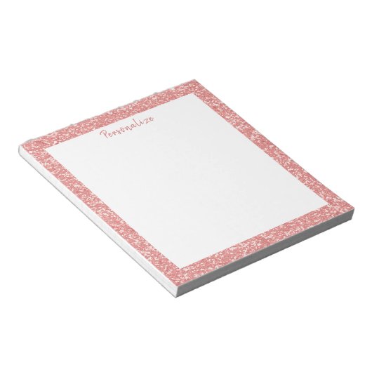 Glam Pink Glitzer Sparkle Border Personalisieren Notizblock (angewinkelt)