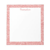 Glam Pink Glitzer Sparkle Border Personalisieren Notizblock (Vorderseite)