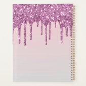 Glam Pink Glitzer Tropfen Elegante Monogram Planer (Rückseite)