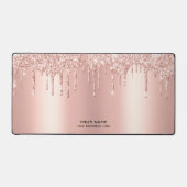 Glam Pink Glitzer Tropfen | INDIVIDUELLE NAME Schreibtischunterlage (Vorderseite)