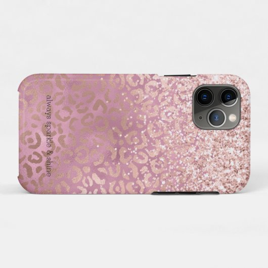 Glam Pink Glitzy Glitzer Leopard Print Case-Mate iPhone Hülle (Rückseite (Horizontal))