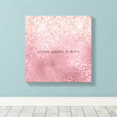 Glam Pink Glitzy Glitzer Leopard Print Leinwanddruck (Insitu (Holzboden))