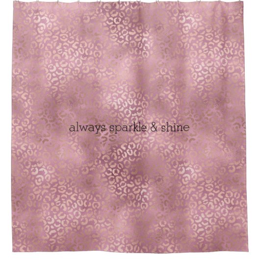 Glam Pink Glitzy Leopard Print Duschvorhang (Vorderseite)