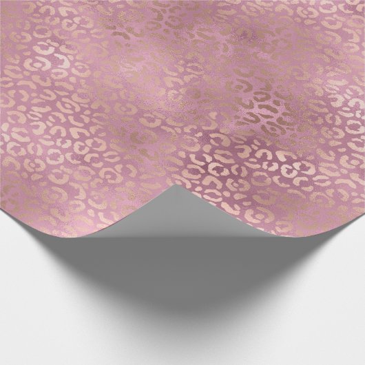 Glam Pink Glitzy Leopard Print Geschenkpapier (Ecke)