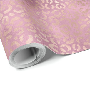 Glam Pink Glitzy Leopard Print Geschenkpapier