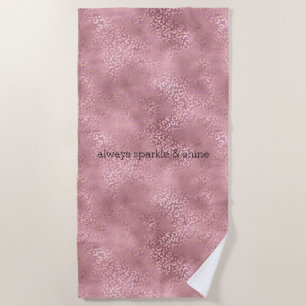 Glam Pink Glitzy Leopard Print Strandtuch