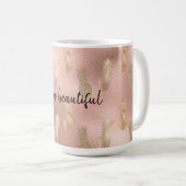 Glam Pink Gold Ananas Kaffeetasse (VorderseiteRechts)