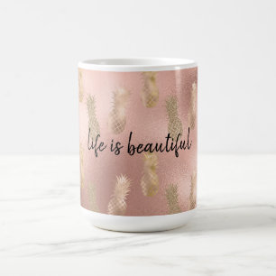 Glam Pink Gold Ananas Kaffeetasse