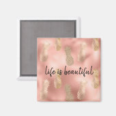 Glam Pink Gold Ananas Magnet (Vorderseite/Rückseite)