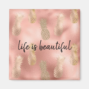 Glam Pink Gold Ananas Magnet
