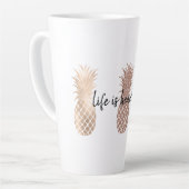 Glam Pink Gold Ananas Milchtasse (Linke Ecke)