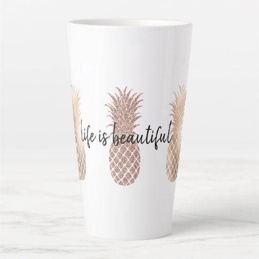 Glam Pink Gold Ananas Milchtasse (Vorderseite)