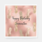 Glam Pink Gold Ananas Serviette (Vorderseite)
