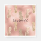 Glam Pink Gold Ananas Serviette (Vorderseite)