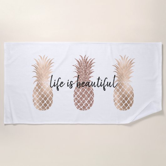 Glam Pink Gold Ananas Strandtuch (Vorderseite)