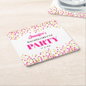 Glam Pink Gold Dots Wedding Bachelorette Party Rechteckiger Pappuntersetzer (angewinkelt)