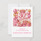 Glam Pink Gold Glitter 30. Geburtstag Danke (Vorderseite)
