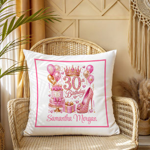 Glam Pink Gold Glitter 30. Geburtstag Kissen
