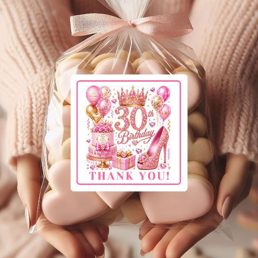 Glam Pink Gold Glitter 30. Geburtstag Sticker