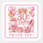 Glam Pink Gold Glitter 30. Geburtstag Sticker (Vorderseite)