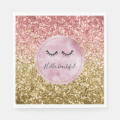 Glam Pink Gold Glitzer Black Eyelashes Serviette (Vorderseite)
