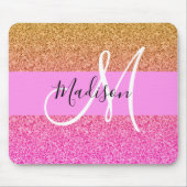 Glam Pink & Gold Glitzer Sparkle Gradient Monogram Mousepad (Vorne)