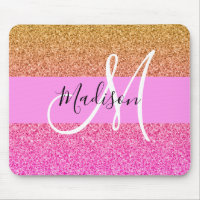 Glam Pink & Gold Glitzer Sparkle Gradient Monogram