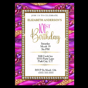 Glam Pink Gold Juwelen Strata 101. Geburtstag Einladung