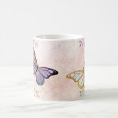 Glam Pink Gold Lila Schmetterlinge Kaffeetasse (Mittel)