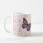 Glam Pink Gold Lila Schmetterlinge Kaffeetasse (Links)